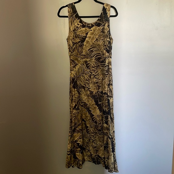 90s Tropical Maxi Dress; Corset tie back - Picture 1 of 5